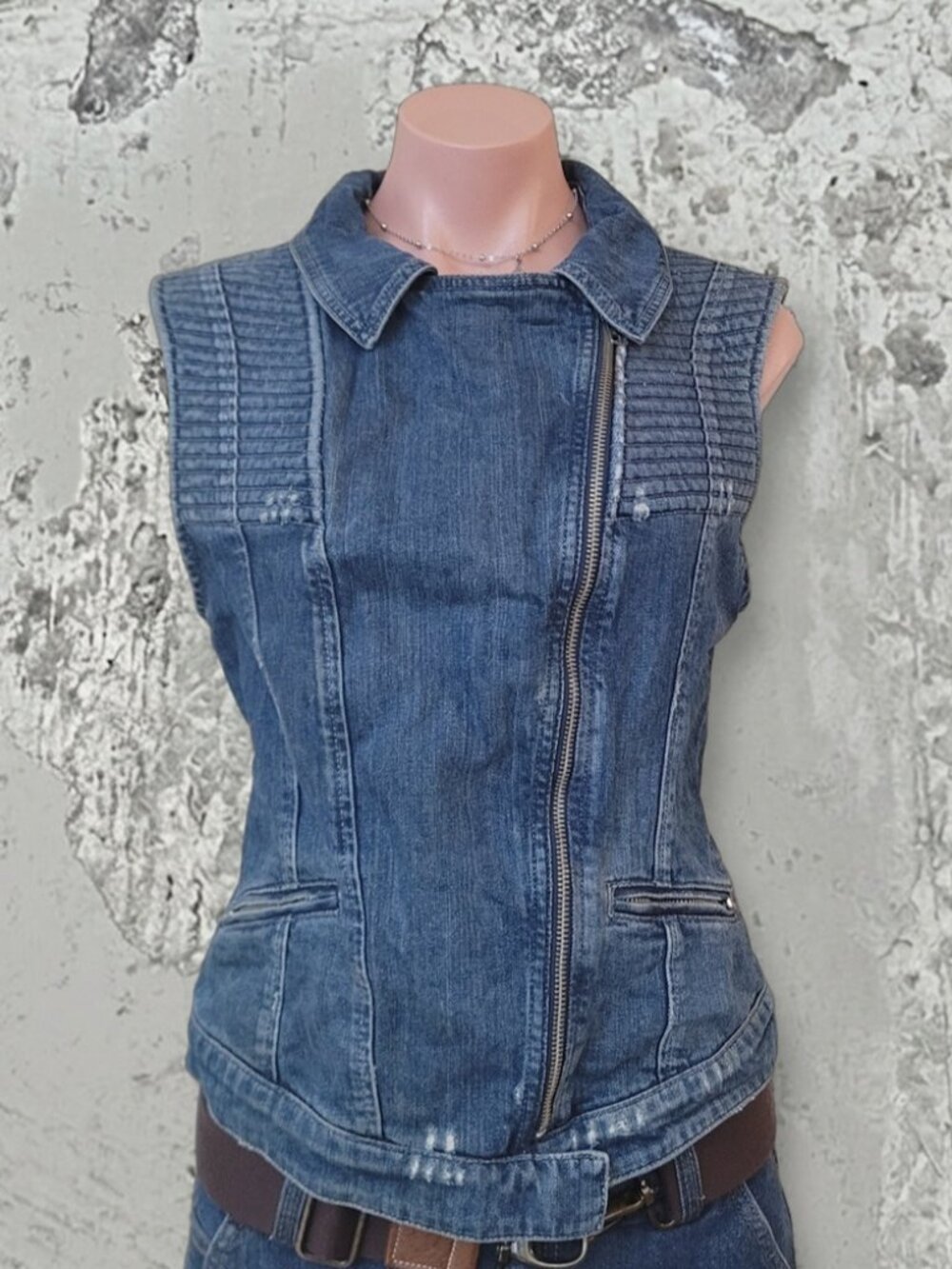 Guess Vintage Blue Denim Rider Vest Jacket (M)